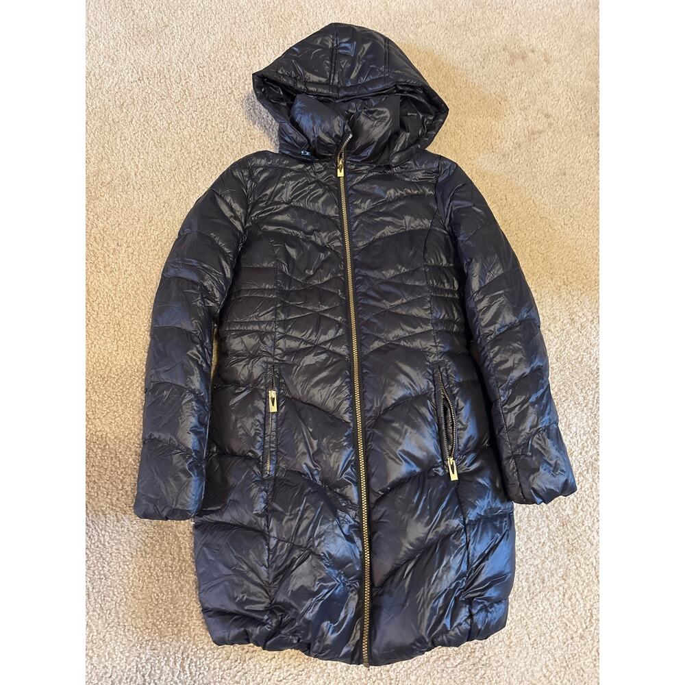 Women’s Via Spiga Long Puffer Coat XS Black Excellent